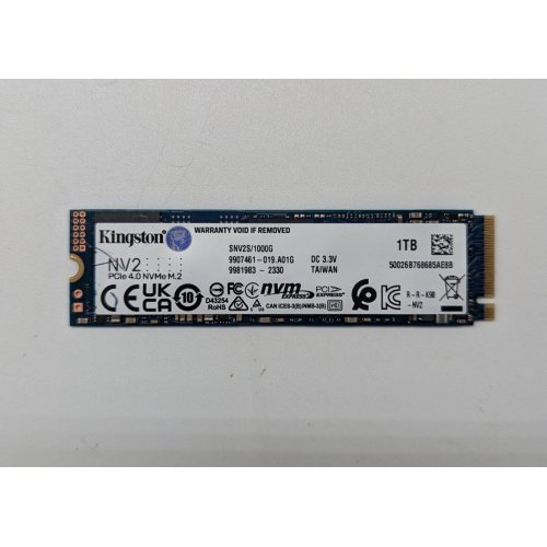 Ssd-диск Kingston NV2 3D NAND 1TB M.2 (2280 PCI-E) NVMe x4 (SNV2S/1000G) (Відновлено продавцем, 704313) купити з перевіркою сумісності: огляд, характеристики, ціна у Києві, Львові, Вінниці, Хмельницькому, Івано-Франківську, Україні | інтернет-магазин TELEMART.UA фото