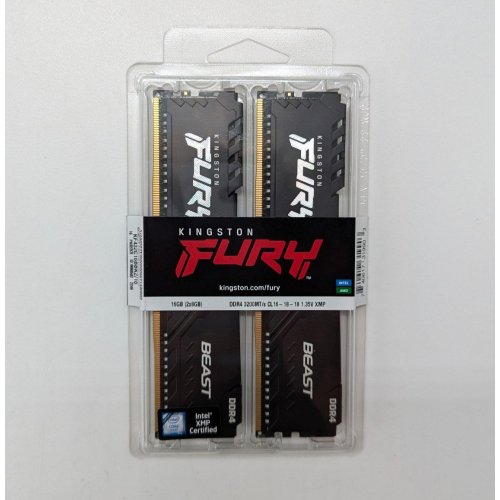 Озп Kingston DDR4 16GB (2x8GB) 3200Mhz FURY Beast Black (KF432C16BBK2/16) (Відновлено продавцем, 704330) купити з перевіркою сумісності: огляд, характеристики, ціна у Києві, Львові, Вінниці, Хмельницькому, Івано-Франківську, Україні | інтернет-магазин TELEMART.UA фото