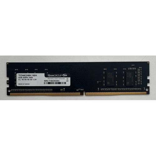 Озп Team DDR4 4GB 2400Mhz (TED44G2400C16BK) (Відновлено продавцем, 704345) купити з перевіркою сумісності: огляд, характеристики, ціна у Києві, Львові, Вінниці, Хмельницькому, Івано-Франківську, Україні | інтернет-магазин TELEMART.UA фото