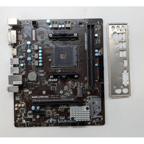 Материнська плата MSI B450M-A PRO MAX (sAM4, AMD B450) (Відновлено продавцем, 704775) купити з перевіркою сумісності: огляд, характеристики, ціна у Києві, Львові, Вінниці, Хмельницькому, Івано-Франківську, Україні | інтернет-магазин TELEMART.UA фото