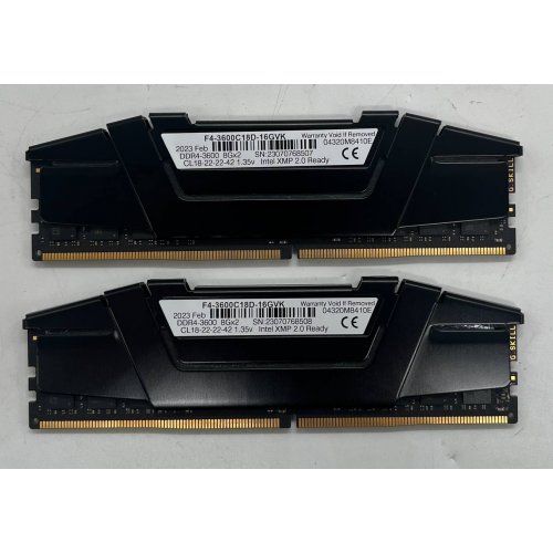 Озп G.Skill DDR4 16GB (2x8GB) 3600Mhz Ripjaws V Black (F4-3600C18D-16GVK) (Відновлено продавцем, 704915) купити з перевіркою сумісності: огляд, характеристики, ціна у Києві, Львові, Вінниці, Хмельницькому, Івано-Франківську, Україні | інтернет-магазин TELEMART.UA фото