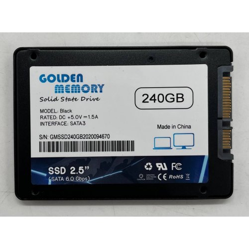 Ssd-диск Golden Memory TLC 240GB 2.5" (AV240CGB/GMSSD240GB) (Відновлено продавцем, 705125) купити з перевіркою сумісності: огляд, характеристики, ціна у Києві, Львові, Вінниці, Хмельницькому, Івано-Франківську, Україні | інтернет-магазин TELEMART.UA фото