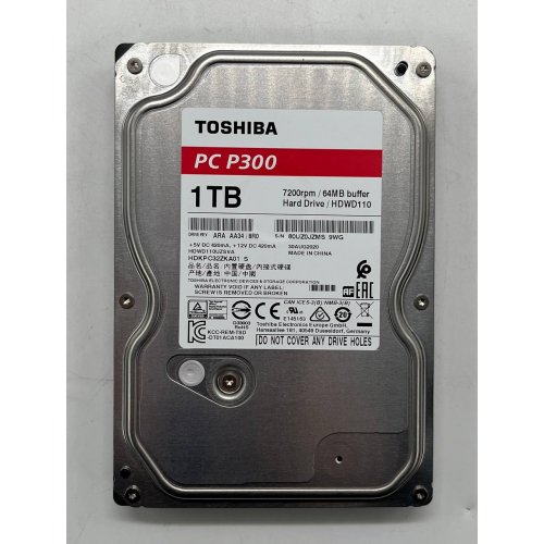 Жорсткий диск Toshiba P300 1TB 64MB 7200RPM 3.5" (HDWD110UZSVA) (Відновлено продавцем, 705140) купити з перевіркою сумісності: огляд, характеристики, ціна у Києві, Львові, Вінниці, Хмельницькому, Івано-Франківську, Україні | інтернет-магазин TELEMART.UA фото