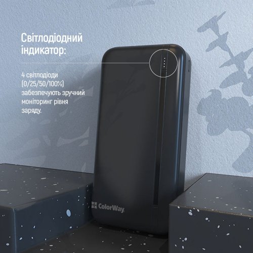 Powerbank ColorWay 20000mAh EnergyPlus 22.5W (CW-PB200LPB4BK-PD) Black купити в Україні: Київ, Львів, Хмельницький, Тернопіль, Івано-Франківськ | Низька ціна, відгуки, характеристики від TELEMART фото