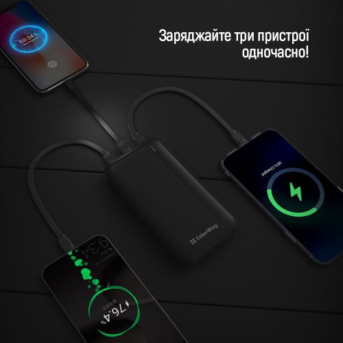 Powerbank ColorWay 20000mAh EnergyPlus 22.5W (CW-PB200LPB4BK-PD) Black купити в Україні: Київ, Львів, Хмельницький, Тернопіль, Івано-Франківськ | Низька ціна, відгуки, характеристики від TELEMART фото