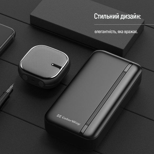 Powerbank ColorWay 20000mAh EnergyPlus 22.5W (CW-PB200LPB4BK-PD) Black купити в Україні: Київ, Львів, Хмельницький, Тернопіль, Івано-Франківськ | Низька ціна, відгуки, характеристики від TELEMART фото