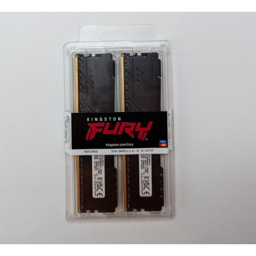 Озп Kingston DDR4 16GB (2x8GB) 2666Mhz FURY Beast Black (KF426C16BBK2/16) (Відновлено продавцем, 705567) купити з перевіркою сумісності: огляд, характеристики, ціна у Києві, Львові, Вінниці, Хмельницькому, Івано-Франківську, Україні | інтернет-магазин TELEMART.UA фото