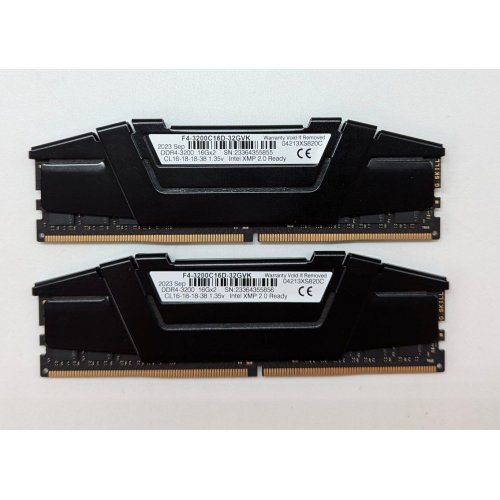 Озп G.Skill DDR4 32GB (2x16GB) 3200Mhz Ripjaws V (F4-3200C16D-32GVK) (Відновлено продавцем, 705603) купити з перевіркою сумісності: огляд, характеристики, ціна у Києві, Львові, Вінниці, Хмельницькому, Івано-Франківську, Україні | інтернет-магазин TELEMART.UA фото