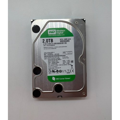 Жорсткий диск Western Digital Caviar Green 2TB 64MB 5400RPM 3.5" (WD20EARX) (Відновлено продавцем, 705670) купити з перевіркою сумісності: огляд, характеристики, ціна у Києві, Львові, Вінниці, Хмельницькому, Івано-Франківську, Україні | інтернет-магазин TELEMART.UA фото