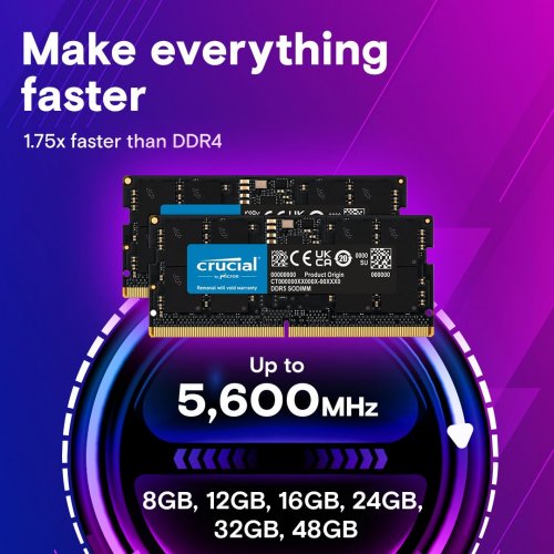 ОЗП Crucial SODIMM DDR5 8GB 5200Mhz (CT8G52C42S5) купити з перевіркою сумісності: огляд, характеристики, ціна у Києві, Львові, Вінниці, Хмельницькому, Івано-Франківську, Україні | інтернет-магазин TELEMART.UA фото