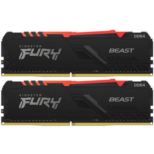 Озп Kingston DDR4 16GB (2x8GB) 3200Mhz FURY Beast RGB Black (KF432C16BBAK2/16) (Відновлено продавцем, 706586) купити з перевіркою сумісності: огляд, характеристики, ціна у Києві, Львові, Вінниці, Хмельницькому, Івано-Франківську, Україні | інтернет-магазин TELEMART.UA фото