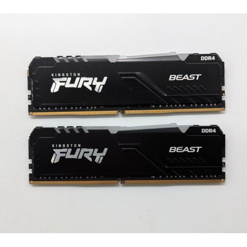 Озп Kingston DDR4 16GB (2x8GB) 3200Mhz FURY Beast RGB Black (KF432C16BBAK2/16) (Відновлено продавцем, 706586) купити з перевіркою сумісності: огляд, характеристики, ціна у Києві, Львові, Вінниці, Хмельницькому, Івано-Франківську, Україні | інтернет-магазин TELEMART.UA фото