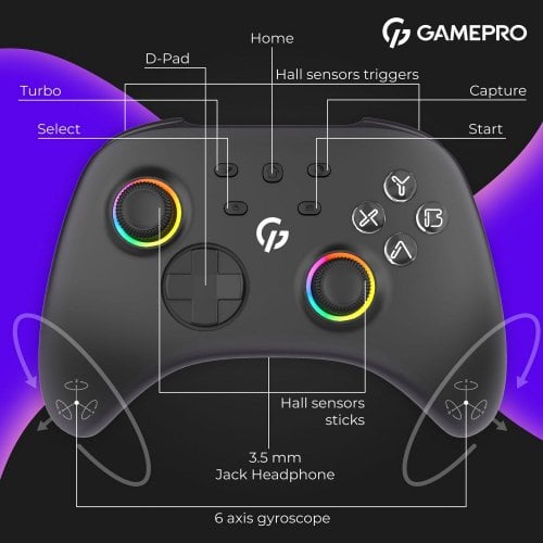 Купить Игровой манипулятор GamePro GPX13 RGB Wireless Black - цена в Харькове, Киеве, Днепре, Одессе
в интернет-магазине Telemart фото