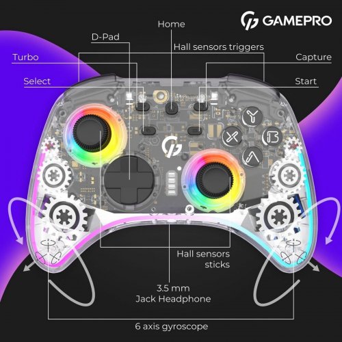 Ігровий маніпулятор GamePro GPX13 RGB Wireless Transparent купити в Україні: Київ, Львів, Хмельницький, Тернопіль, Івано-Франківськ | Низька ціна, відгуки, характеристики від TELEMART фото