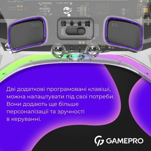 Купить Игровой манипулятор GamePro GPX13 RGB Wireless Transparent - цена в Харькове, Киеве, Днепре, Одессе
в интернет-магазине Telemart фото