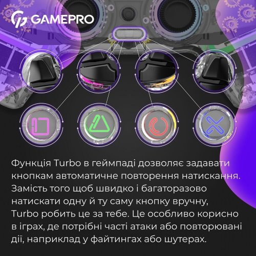 Ігровий маніпулятор GamePro GPS13 RGB Wireless Transparent купити в Україні: Київ, Львів, Хмельницький, Тернопіль, Івано-Франківськ | Низька ціна, відгуки, характеристики від TELEMART фото