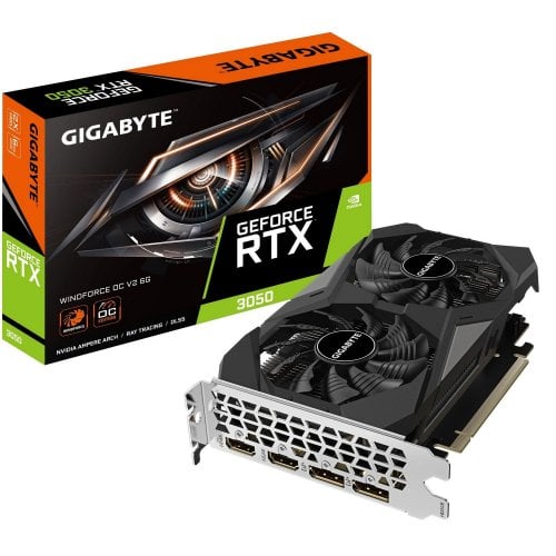 Фото Видеокарта Gigabyte GeForce RTX 3050 WINDFORCE V2 OC 6144MB (GV-N3050WF2OCV2-6GD)