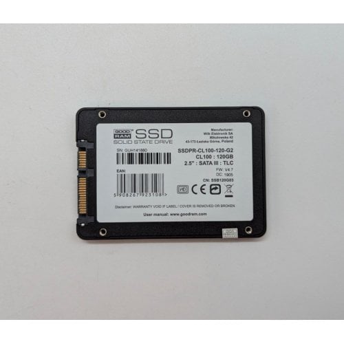 Купить Ssd-диск GoodRAM CL100 Gen.2 3D NAND TLC 120GB 2.5" (SSDPR-CL100-120-G2) (Восстановлено продавцом, 707668) с проверкой совместимости: обзор, характеристики, цена в Киеве, Днепре, Одессе, Харькове, Украине | интернет-магазин TELEMART.UA фото