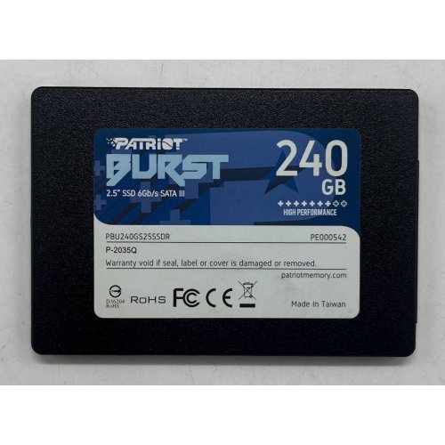 Купить Ssd-диск Patriot Burst 240GB TLC 2.5'' (PBU240GS25SSDR) (Восстановлено продавцом, 707977) с проверкой совместимости: обзор, характеристики, цена в Киеве, Днепре, Одессе, Харькове, Украине | интернет-магазин TELEMART.UA фото