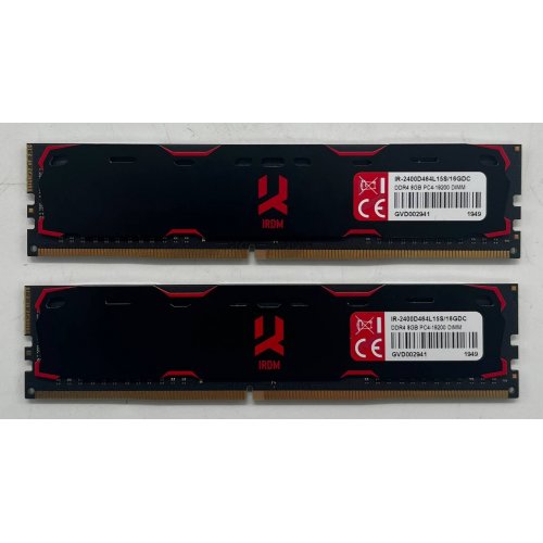 Купить Озу GoodRAM DDR4 16GB (2x8GB) 2400Mhz IRDM Black (IR-2400D464L15S/16GDC) (Восстановлено продавцом, 708118) с проверкой совместимости: обзор, характеристики, цена в Киеве, Днепре, Одессе, Харькове, Украине | интернет-магазин TELEMART.UA фото