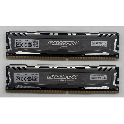 Купить Озу Crucial DDR4 16GB (2x8GB) 3200Mhz Ballistix Sport LT Gray (BLS2K8G4D32AESBK) (Восстановлено продавцом, 708339) с проверкой совместимости: обзор, характеристики, цена в Киеве, Днепре, Одессе, Харькове, Украине | интернет-магазин TELEMART.UA фото