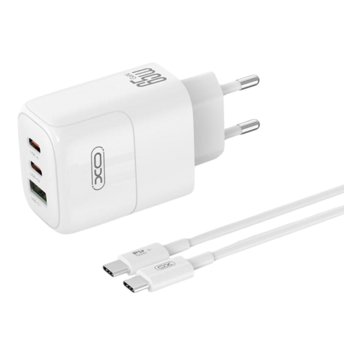 Купить Сетевое зарядное устройство XO L139 GaN USB Type-A + 2 x USB Type-C 65W with cable Type-C-Type-C White - цена в Харькове, Киеве, Днепре, Одессе
в интернет-магазине Telemart фото