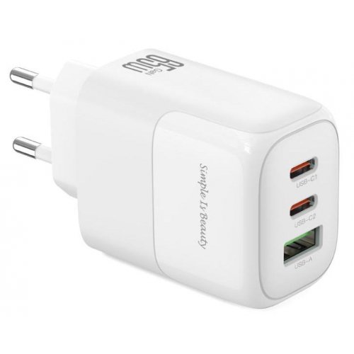 Купить Сетевое зарядное устройство XO L139 GaN USB Type-A + 2 x USB Type-C 65W with cable Type-C-Type-C White - цена в Харькове, Киеве, Днепре, Одессе
в интернет-магазине Telemart фото