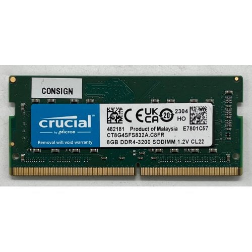 Купить Озу Crucial SODIMM DDR4 8GB 3200Mhz (CT8G4SFS832A) (Восстановлено продавцом, 709483) с проверкой совместимости: обзор, характеристики, цена в Киеве, Днепре, Одессе, Харькове, Украине | интернет-магазин TELEMART.UA фото