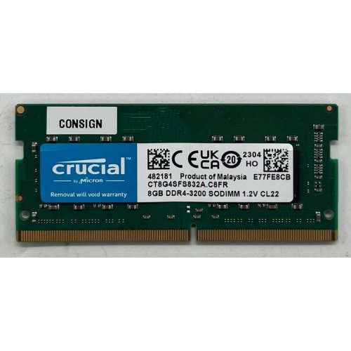 Купить Озу Crucial SODIMM DDR4 8GB 3200Mhz (CT8G4SFS832A) (Восстановлено продавцом, 709484) с проверкой совместимости: обзор, характеристики, цена в Киеве, Днепре, Одессе, Харькове, Украине | интернет-магазин TELEMART.UA фото