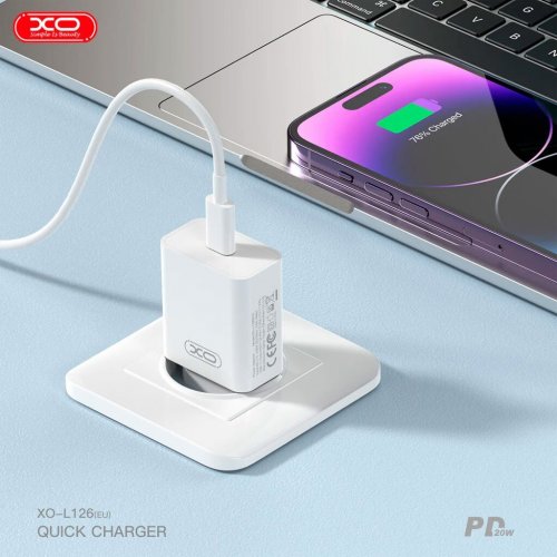 Купить Сетевое зарядное устройство XO L126 USB Type-C 20W White - цена в Харькове, Киеве, Днепре, Одессе
в интернет-магазине Telemart фото