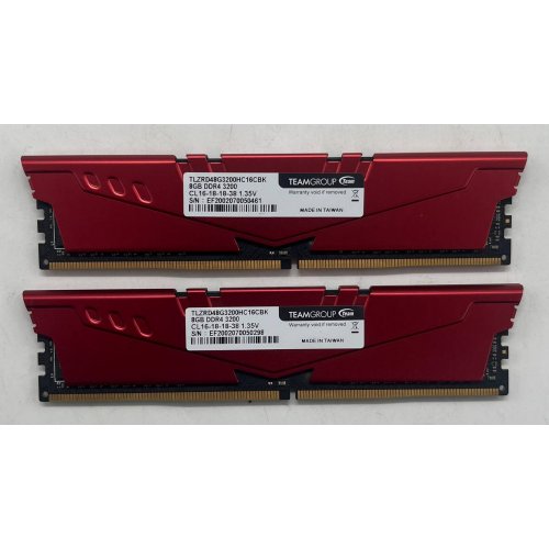 Купить Озу Team DDR4 16GB (2x8GB) 3200Mhz T-Force Vulcan Z Red (TLZRD416G3200HC16CDC01) (Восстановлено продавцом, 709798) с проверкой совместимости: обзор, характеристики, цена в Киеве, Днепре, Одессе, Харькове, Украине | интернет-магазин TELEMART.UA фото