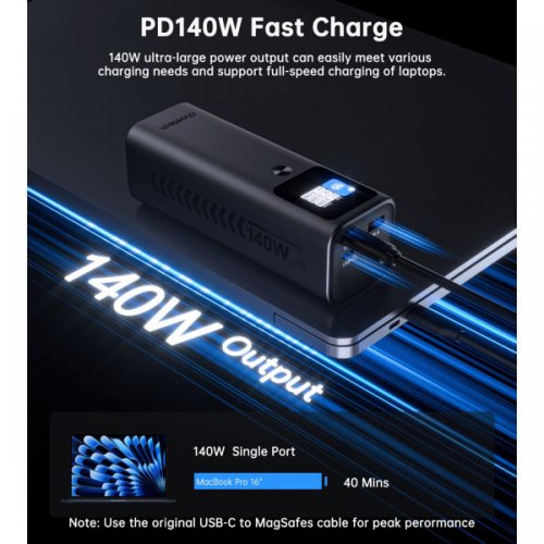 Купити Powerbank Choetech B670 25200mAh 140W (B670-CCGY) Black - ціна в Києві, Львові, Вінниці, Хмельницькому, Франківську, Україні | інтернет-магазин TELEMART.UA фото