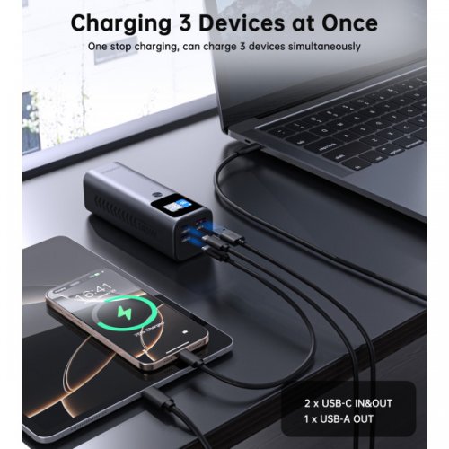 Купити Powerbank Choetech B670 25200mAh 140W (B670-CCGY) Black - ціна в Києві, Львові, Вінниці, Хмельницькому, Франківську, Україні | інтернет-магазин TELEMART.UA фото