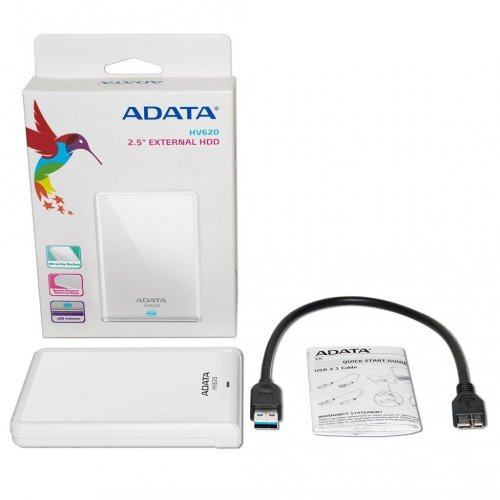 Купити Зовнішній HDD ADATA HV620 3TB (AHV620-3TU3-CWH) White - ціна в Києві, Львові, Вінниці, Хмельницькому, Франківську, Україні | інтернет-магазин TELEMART.UA фото