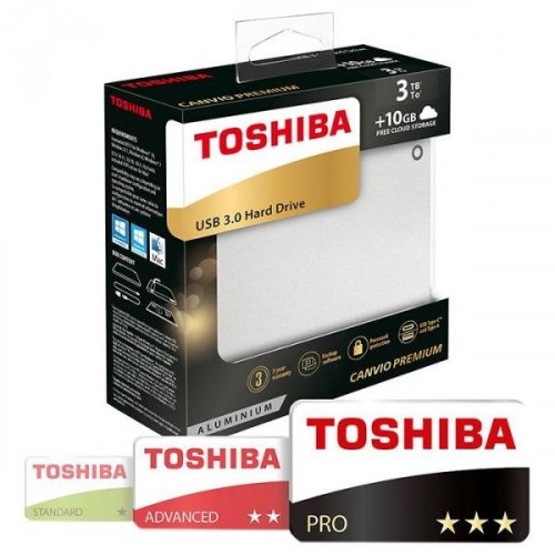Купить Внешний HDD Toshiba Canvio Premium 3TB (HDTW130EC3CA) Silver - цена в Харькове, Киеве, Днепре, Одессе
в интернет-магазине Telemart фото