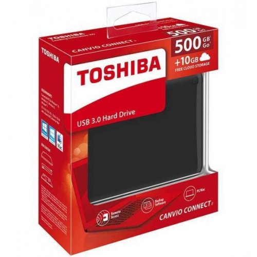 Купить Внешний HDD Toshiba Canvio Connect II 500GB (HDTC805EK3AA) Black - цена в Харькове, Киеве, Днепре, Одессе
в интернет-магазине Telemart фото