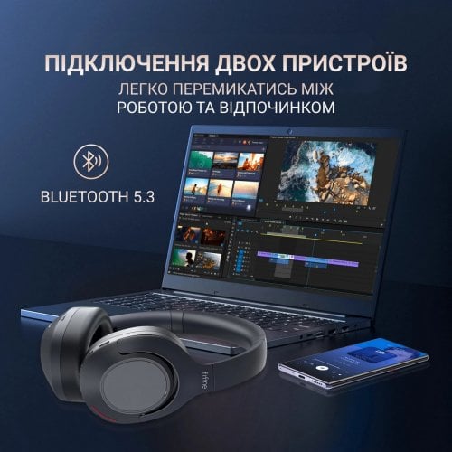 Купити Навушники Fifine X3 Wireless Black - ціна в Києві, Львові, Вінниці, Хмельницькому, Франківську, Україні | інтернет-магазин TELEMART.UA фото