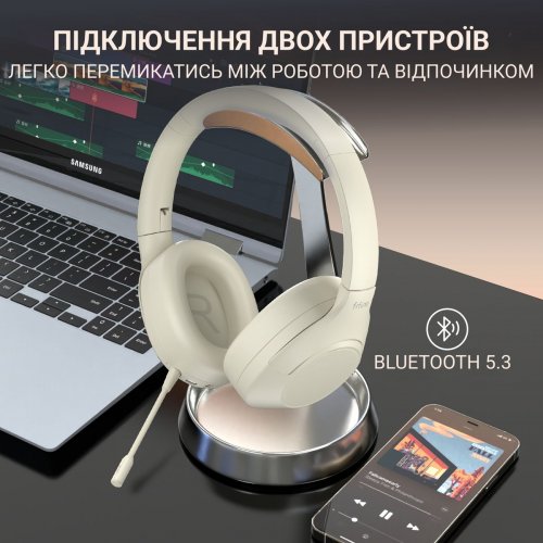 Навушники Fifine X3 Wireless Beige купити в Україні: Київ, Львів, Хмельницький, Тернопіль, Івано-Франківськ | Низька ціна, відгуки, характеристики від TELEMART фото