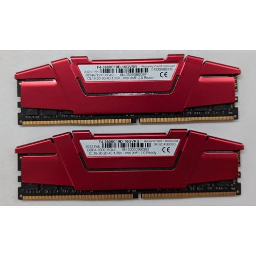 Купить Озу G.Skill DDR4 16GB (2x8GB) 3600Mhz Ripjaws V Red (F4-3600C19D-16GVRB) (Восстановлено продавцом, 710524) с проверкой совместимости: обзор, характеристики, цена в Киеве, Днепре, Одессе, Харькове, Украине | интернет-магазин TELEMART.UA фото