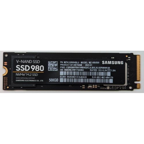 Купить Ssd-диск Samsung 980 V-NAND MLC 500GB M.2 (2280 PCI-E) NVMe 1.4 (MZ-V8V500BW) (Восстановлено продавцом, 710618) с проверкой совместимости: обзор, характеристики, цена в Киеве, Днепре, Одессе, Харькове, Украине | интернет-магазин TELEMART.UA фото