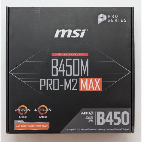 Купить Материнская плата MSI B450M PRO-M2 MAX (sAM4, AMD B450) (Восстановлено продавцом, 711649) с проверкой совместимости: обзор, характеристики, цена в Киеве, Днепре, Одессе, Харькове, Украине | интернет-магазин TELEMART.UA фото