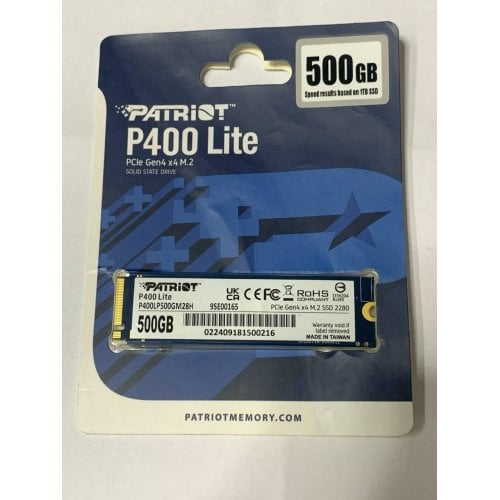 Купить Уценка ssd-диск Patriot P400 Lite 500GB M.2 (2280 PCI-E) NVMe x4 (P400LP500GM28H) (Повреждена упаковка, 711898) с проверкой совместимости: обзор, характеристики, цена в Киеве, Днепре, Одессе, Харькове, Украине | интернет-магазин TELEMART.UA фото