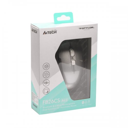 Купить Мышка A4Tech Fstyler FB26CS Air2 Icy White - цена в Харькове, Киеве, Днепре, Одессе
в интернет-магазине Telemart фото