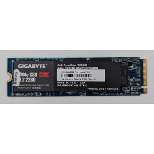 Купить Ssd-диск Gigabyte 256GB M.2 (2280 PCI-E) NVMe 1.3 (GP-GSM2NE3256GNTD) (Восстановлено продавцом, 712274) с проверкой совместимости: обзор, характеристики, цена в Киеве, Днепре, Одессе, Харькове, Украине | интернет-магазин TELEMART.UA фото