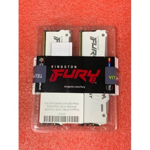 Купить Уценка озу Kingston DDR5 32GB (2x16GB) 6000Mhz FURY Beast RGB White (KF560C30BWEAK2-32) (Повреждена упаковка, 712284) с проверкой совместимости: обзор, характеристики, цена в Киеве, Днепре, Одессе, Харькове, Украине | интернет-магазин TELEMART.UA фото