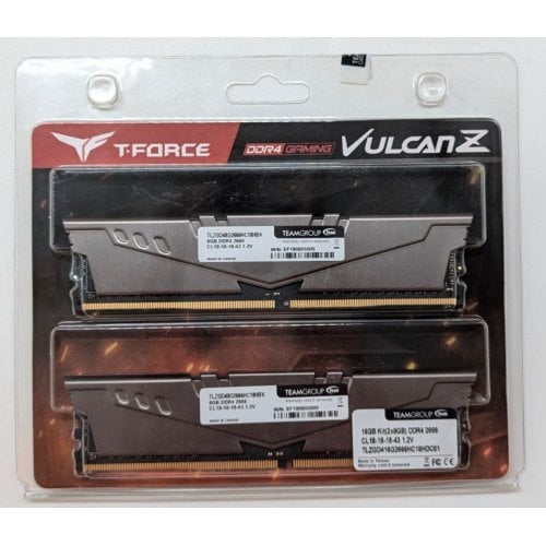 Купить Озу Team DDR4 16GB (2x8GB) 2666Mhz T-Force Vulcan Z Grey (TLZGD416G2666HC18HDC01) (Восстановлено продавцом, 712978) с проверкой совместимости: обзор, характеристики, цена в Киеве, Днепре, Одессе, Харькове, Украине | интернет-магазин TELEMART.UA фото