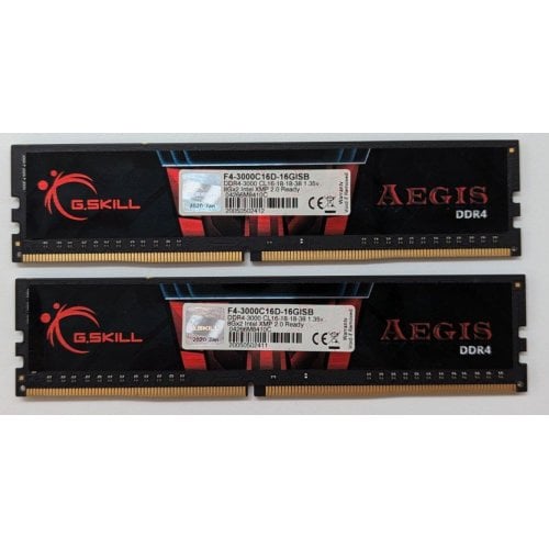 Купить Озу G.Skill DDR4 16GB (2x8GB) 3000Mhz Aegis (F4-3000C16D-16GISB) (Восстановлено продавцом, 712984) с проверкой совместимости: обзор, характеристики, цена в Киеве, Днепре, Одессе, Харькове, Украине | интернет-магазин TELEMART.UA фото