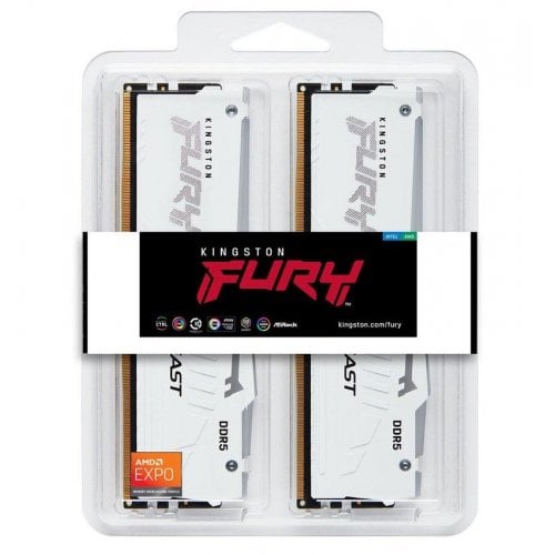 Купить Уценка озу Kingston DDR5 32GB (2x16GB) 6000Mhz FURY Beast RGB White (KF560C30BWAK2-32) (вскрите пакування, 713271) с проверкой совместимости: обзор, характеристики, цена в Киеве, Днепре, Одессе, Харькове, Украине | интернет-магазин TELEMART.UA фото