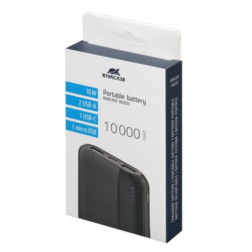 Купити Powerbank Rivacase Rivapower VA2031 10000mAh 10W Black - ціна в Києві, Львові, Вінниці, Хмельницькому, Франківську, Україні | інтернет-магазин TELEMART.UA фото