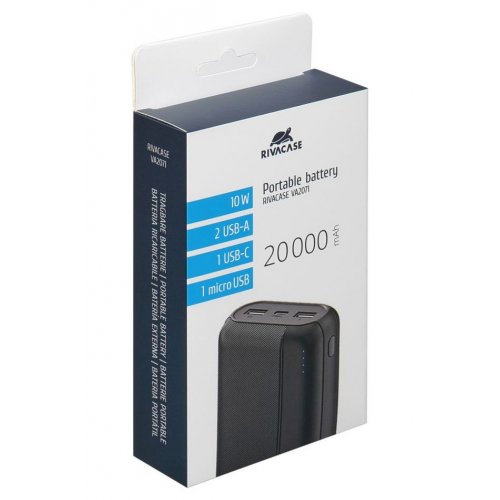 Купити Powerbank Rivacase Rivapower VA2071 20000mAh 10W Black - ціна в Києві, Львові, Вінниці, Хмельницькому, Франківську, Україні | інтернет-магазин TELEMART.UA фото